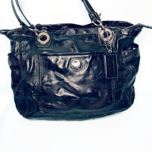 Coach Handbags - Coach Peyton Patent Leather Black Diaper Bag